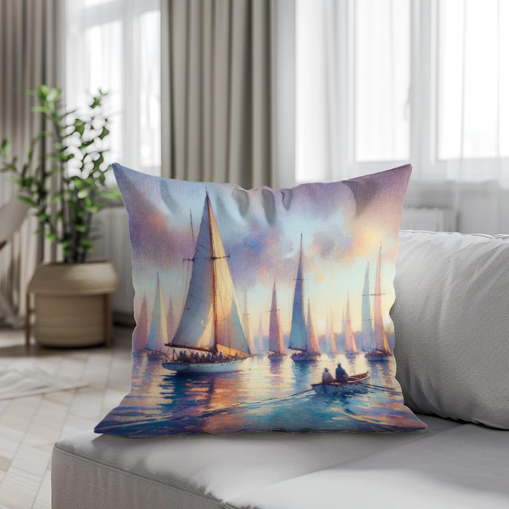 Dawn's Regatta Cotton Cushion - Secondary Image 4
