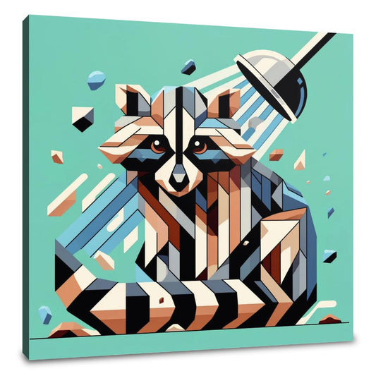 Cubist Raccoon Shower Canvas - Main Image