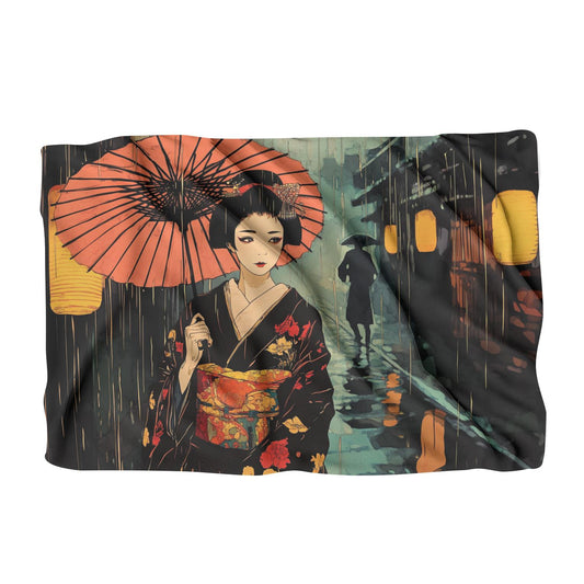 Geisha sous la couverture de pluie
