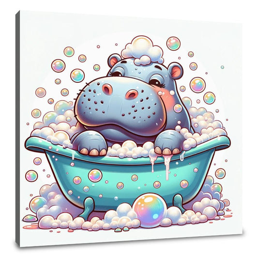 Hippo's Bubble Delight Canvas - Main Image