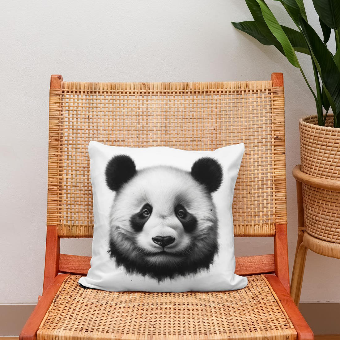 Emotive Panda: Captured Grace Cotton Pillow - Secondary Image 2