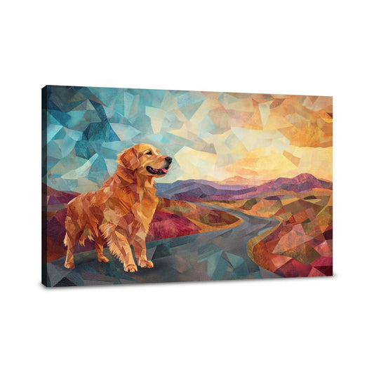 Geometric Golden Retriever Canvas - Main Image