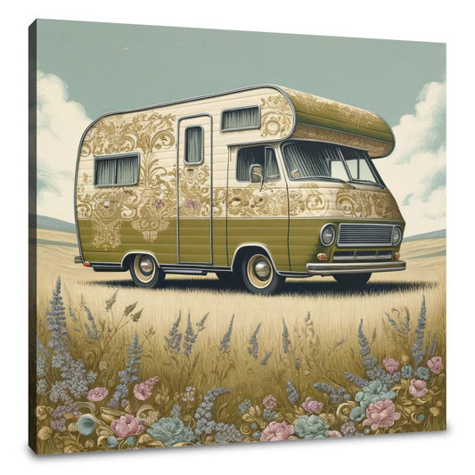 Retro Flower Camper Canvas - Main Image