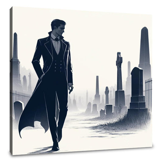 Midnight Cemetery Stroll Canvas - Main Image