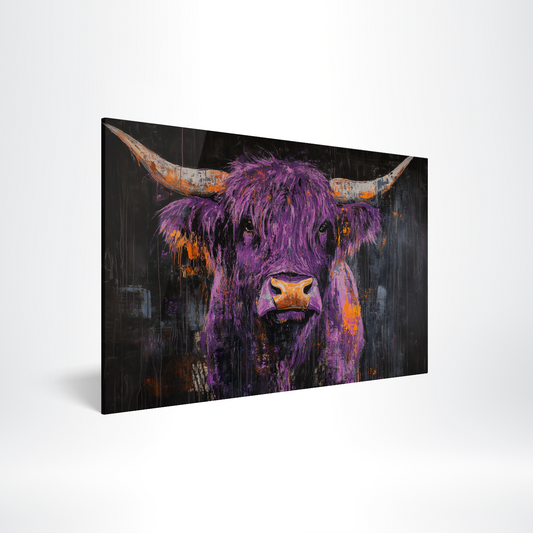 Impression acrylique de majesté de vache écossaise