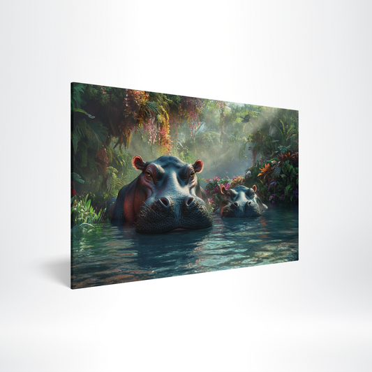 Hippo Family Reverie Acrylic Print Hero Image