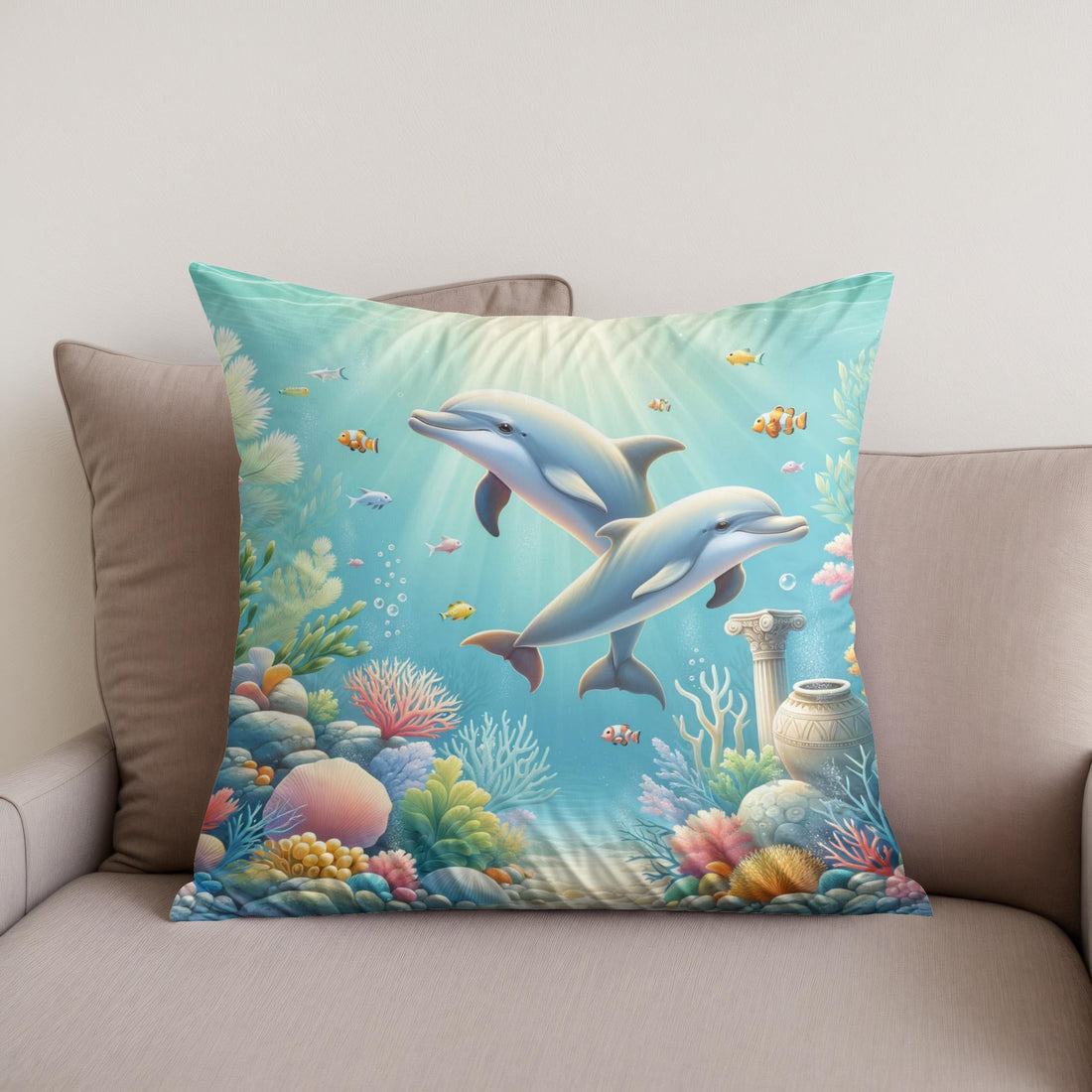 Dolphin Dreamland Cotton Cushion - Secondary Image