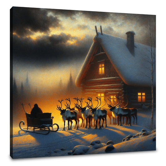 Reindeer Vigil Dusk Canvas - Main Image