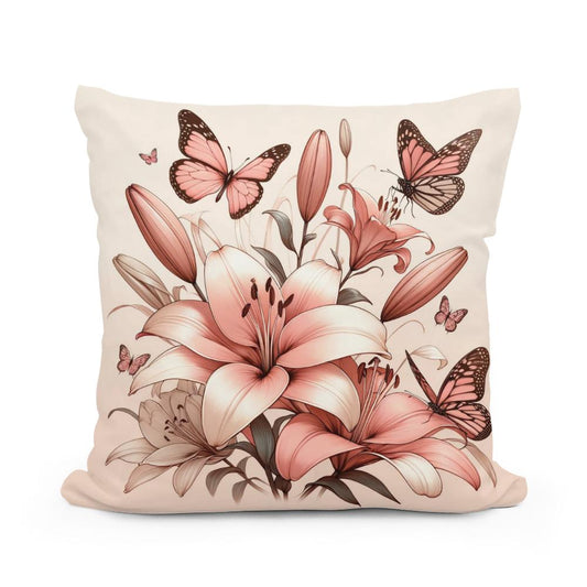 Blush Lily Whispers Cotton Pillow - Main Image