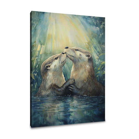 Otters' Embrace on Canvas - Main Image