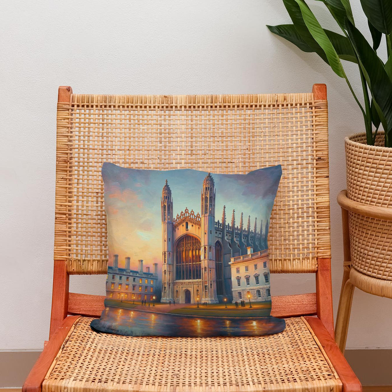 Cambridge King's College Chapel Dusk Impression Cotton Cushion - Secondary Image 2