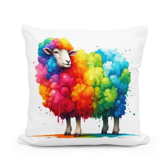 Rainbow Wool Sheep Cotton Pillow - Main Image