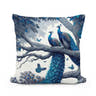 Blue Majesty Peacock Display Cotton Cushion - Main Image