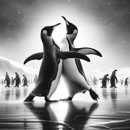 Ice Ballet: Penguin Duo Cotton Cushion