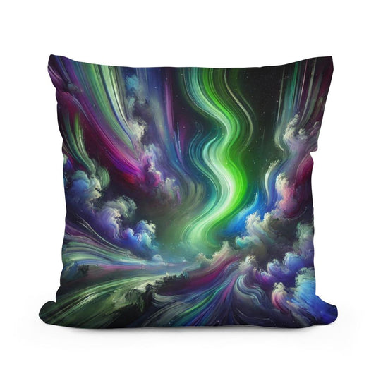 Dreamlike Northern Lights Cotton Pillow - Main Image