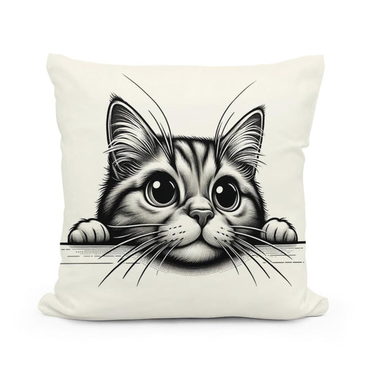 Curious Cat Cotton Pillow - Main Image