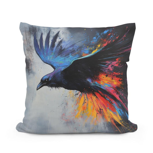 Majestic Raven Dance Cotton Pillow - Main Image