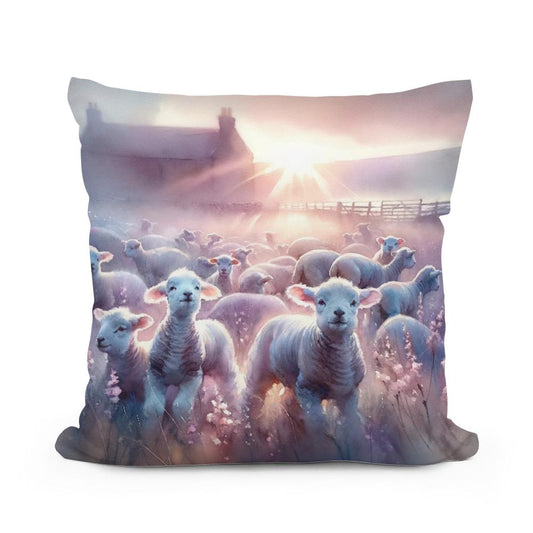 Dawn's Gentle Lambs Cotton Pillow - Main Image