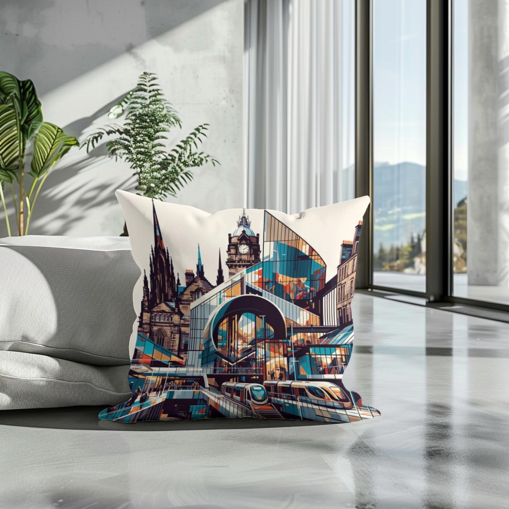 Modern Art Hub Edinburgh Cotton Cushion - Secondary Image 3
