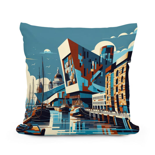Liverpool Merseyside Maritime Modernism Cotton Cushion - Main Image