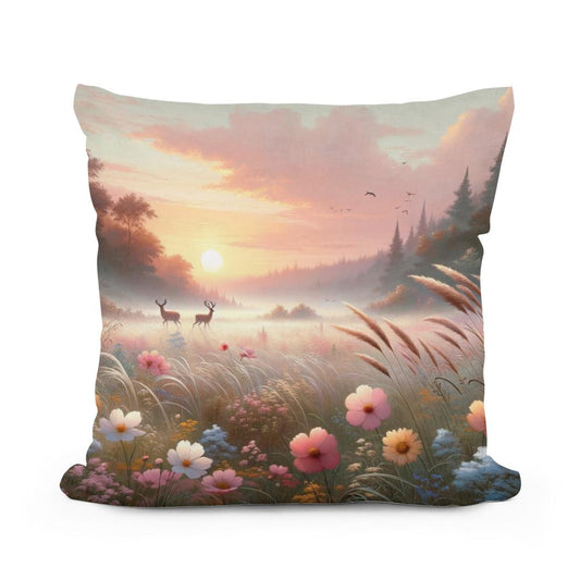 Sunrise Meadow Cotton Pillow - Main Image