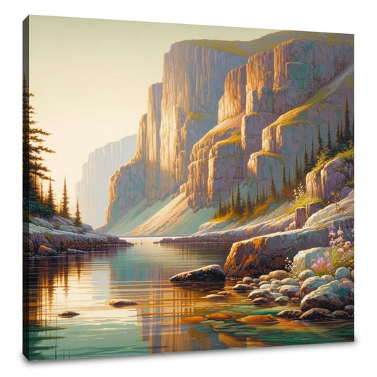 Cliffside Waterfall Serenity Canvas - Main Image
