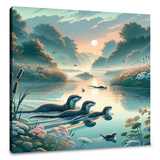 Dawn Otters Canvas - Main Image