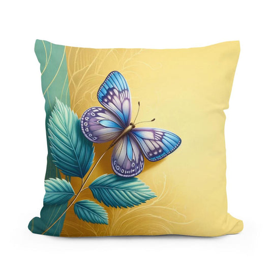 Blue Butterfly Cotton Pillow - Main Image