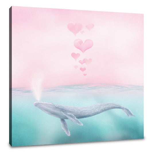 Heart Bubbles Whale Canvas - Main Image
