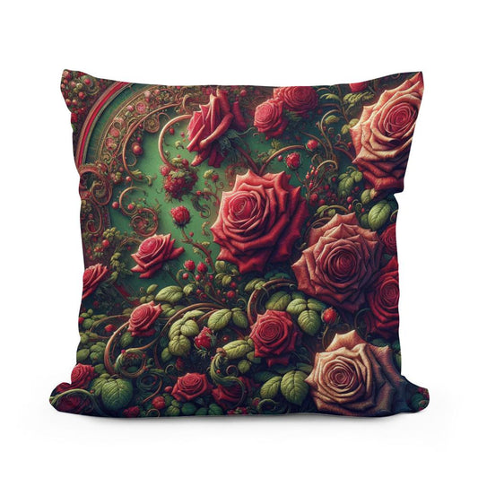 Victorian Rose Embrace Cotton Cushion - Main Image