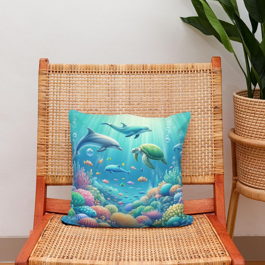 Underwater Wonderland Cotton Pillow - Secondary Image 2