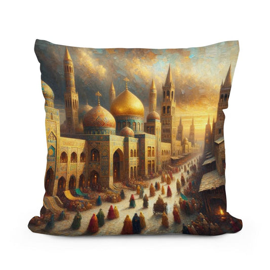 Golden City Splendor Cotton Cushion - Main Image