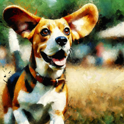 Joyful Beagle Escapade Cotton Cushion