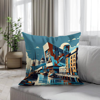 Liverpool Merseyside Maritime Modernism Cotton Cushion - Secondary Image 4