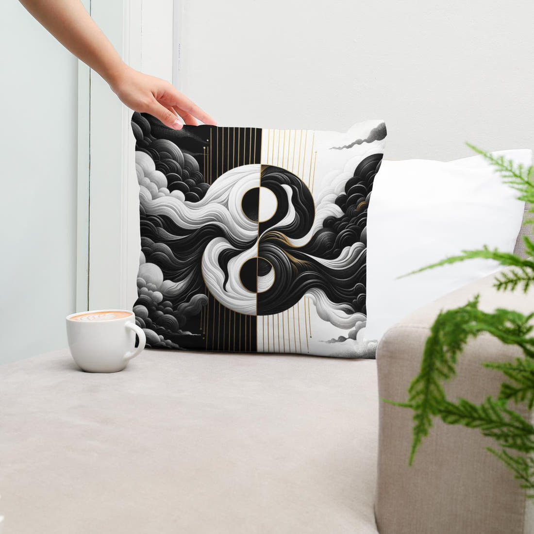 Harmony in Contrast Cotton Cushion - Secondary Image 5