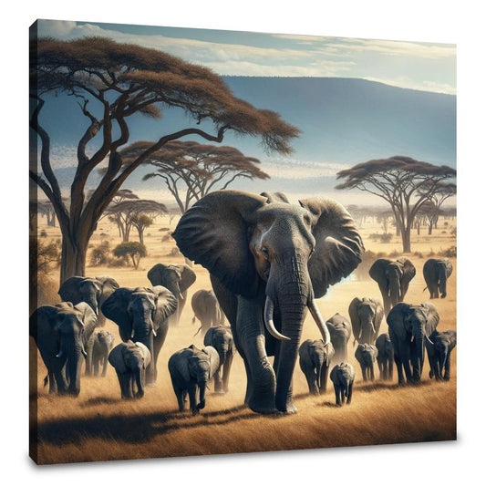 Savannah Elephants Canvas - Main Image