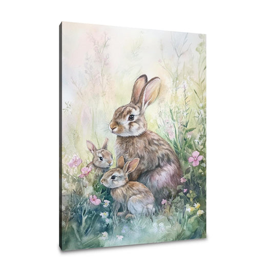 Rabbit Family Spring Canvas - Main Image