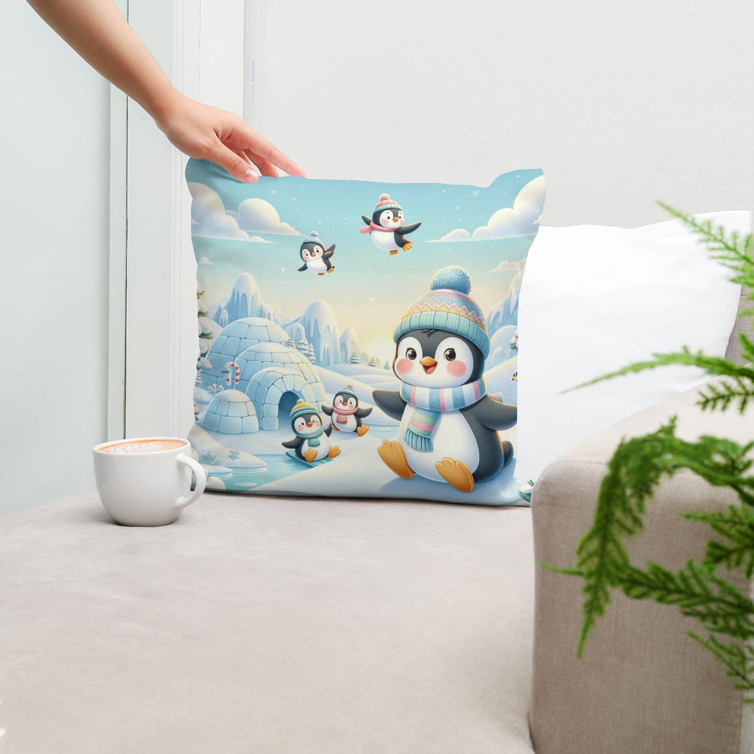 Penguin Frolic Cotton Cushion - Secondary Image 5