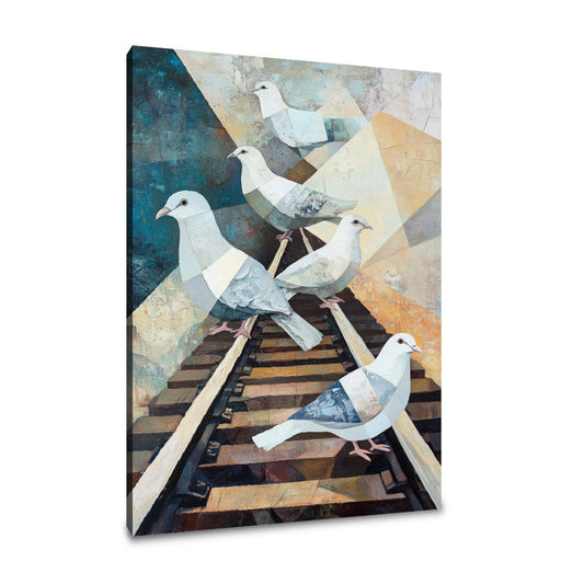 Geometric Doves Railway Canvas - Main Image