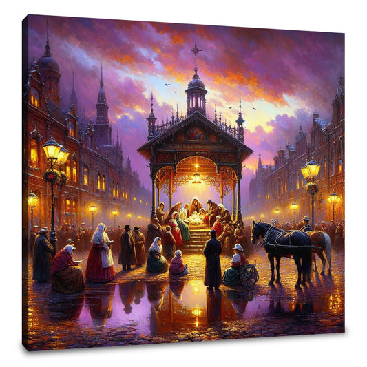 Victorian Nativity Dusk Canvas - Main Image
