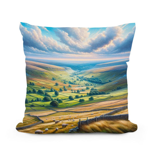 Yorkshire Dales Vista Cotton Pillow - Main Image