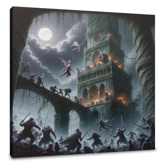 Rescue at the Moonlit Tower Canvas - Main Image