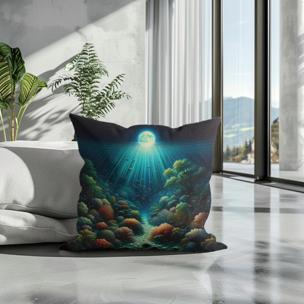 Moonlit Reef Cotton Cushion - Secondary Image 3