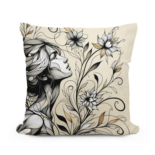 Serene Blossom Cotton Cushion - Main Image