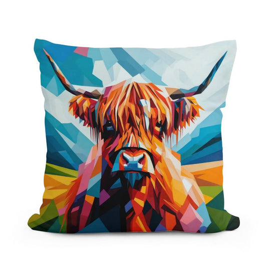 Cubist Highland Cow Essence Cotton Cushion - Main Image