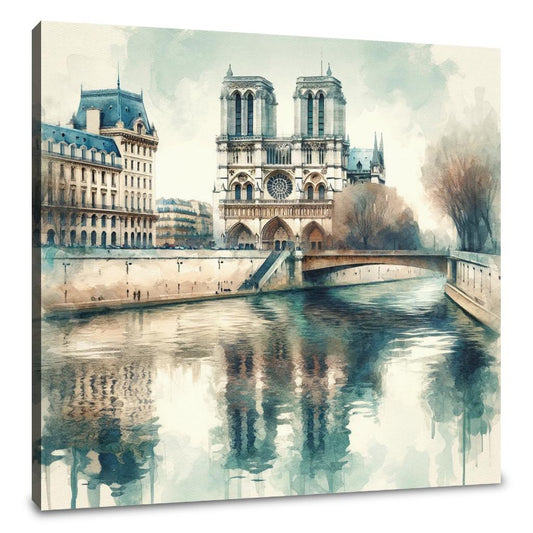 Reflections of Paris Notre-Dame Canvas - Main Image