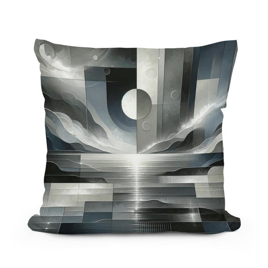 Moonlit Monochrome Cotton Cushion - Main Image