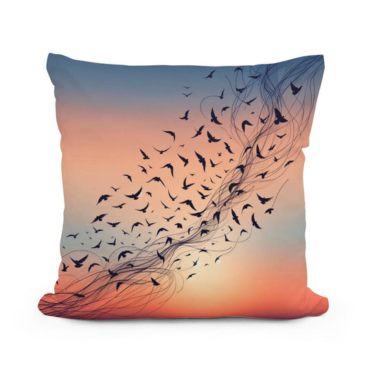 Twilight Avian Ballet Cotton Cushion - Main Image