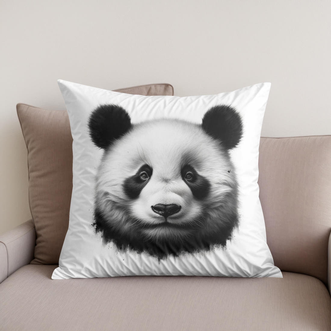 Emotive Panda: Captured Grace Cotton Pillow - Secondary Image