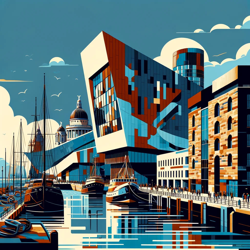 Liverpool Merseyside Maritime Modernism Cotton Cushion